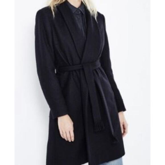 Adriano Goldschmied AG Finley Wrap Coat •Women S• Blue Wool Jeans Jacket ITALY